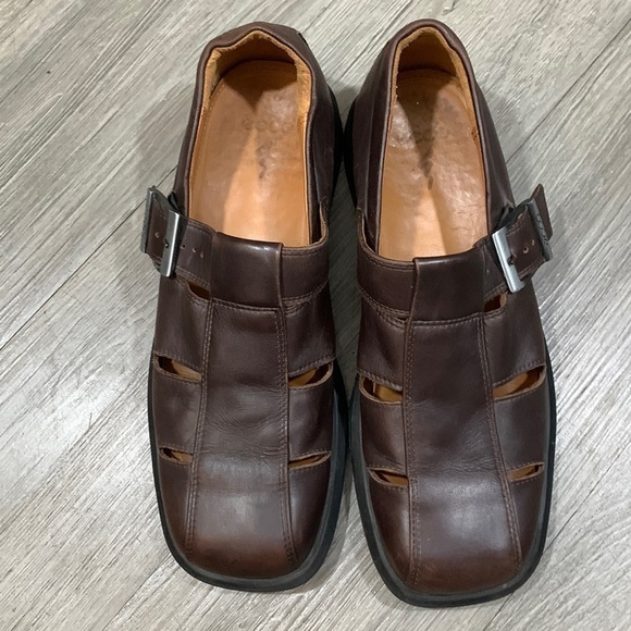 Ecco Men’s Brown Leather Fisherman Sandals size 10 - Picture 1 of 10